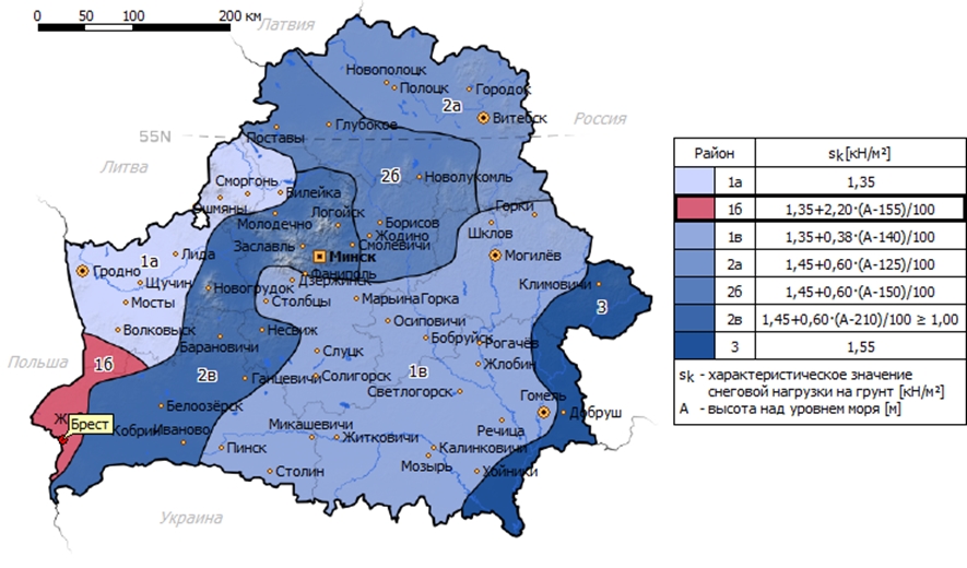 Сп снеговая нагрузка карта